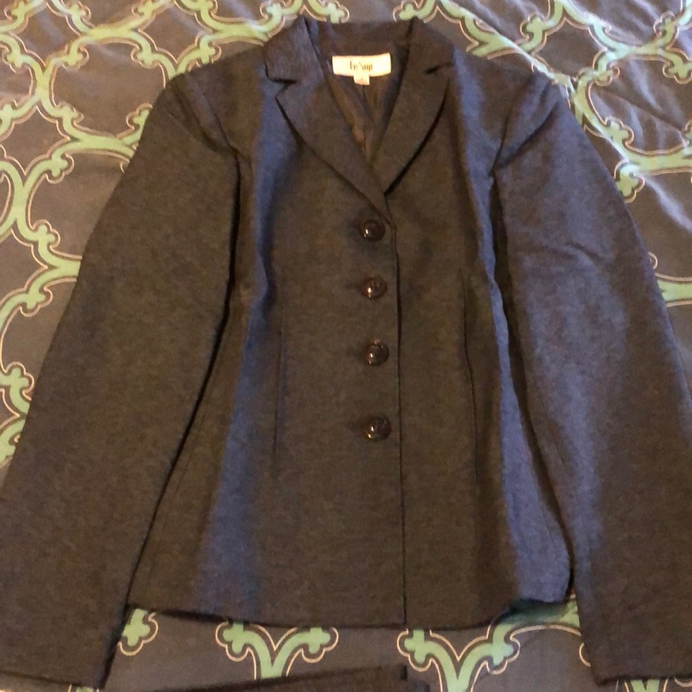 Matching navy blue business suit